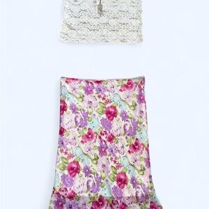 Floral A-Line Skirt in Pink and Purple